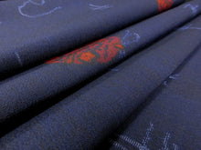 Load image into Gallery viewer, Wool and Synthetic mix Bolt Fabric Bamboo leaf Navy 472.4x14.6in(1200x37cm) BB9064Y3
