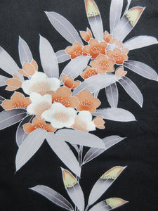 Haori Jacket Vintage(1950-1980) Black Oleander Silk #7821L1