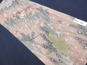 BCF#2501 Silk Kimono Fabric Vintage(1920-1950) Gorgeous  Peacock  Feather    Black  Silver   90cm (35.4in)