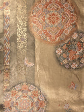 Load image into Gallery viewer, Fukuro Obi Gold Butterfly Silk BB128W8

