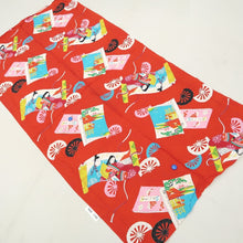 Load image into Gallery viewer, KK1192B4 Rayon Kimono Fabric Vintage(1950-1980) Heian Princess Vermillion 53.1x26.4in(135x67cm)
