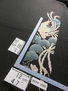 BCF#2608 Silk Tomesode Fabric Vintage(1920-1950) Phoenix Birds Black 80cm (31.5in)