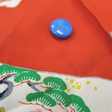Load image into Gallery viewer, KK1192B4 Rayon Kimono Fabric Vintage(1950-1980) Heian Princess Vermillion 53.1x26.4in(135x67cm)
