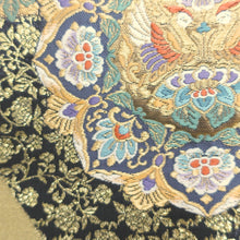 Load image into Gallery viewer, Fukuro Obi Vintage(1950-1980) Black Gold Flower Silk BB171V1
