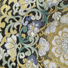Load image into Gallery viewer, Fukuro Obi Black Gold Flower Silk BB206V2
