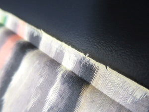 MBFq#5C Silk Kimono Fabric Vintage(1920-1950) Meisen Cream white Gray 57.1x12.6in(145x32cm)