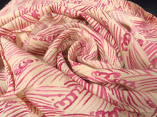 Load image into Gallery viewer, MKF#3 Silk Kimono Fabric Vintage(1950-1980) Wave Cream white Pink 55.9x12.6in(142x32cm)
