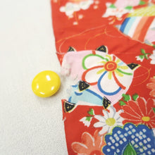 Load image into Gallery viewer, KK1320B6 Silk Kimono Fabric Vintage(1920-1950) Peony Ume Red 65.0x27.2in(165x69cm)
