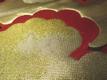 Load image into Gallery viewer, Fukuro Obi Black Gold Red Cloud Silk BB2W1
