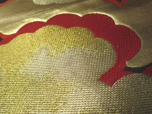 Fukuro Obi Black Gold Red Cloud Silk BB2W1