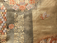 Load image into Gallery viewer, Fukuro Obi Gold Butterfly Silk BB128W8
