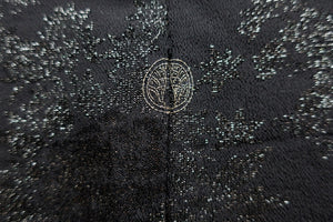 Haori Jacket Vintage(1950-1980) Black Silver Flower Silk #8590G3