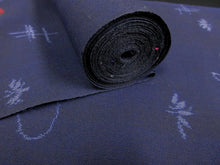 Load image into Gallery viewer, Wool and Synthetic mix Bolt Fabric Bamboo leaf Navy 472.4x14.6in(1200x37cm) BB9064Y3
