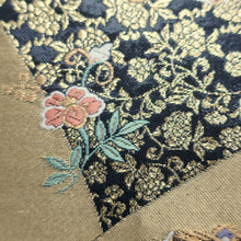 Load image into Gallery viewer, Fukuro Obi Vintage(1950-1980) Black Gold Flower Silk BB171V1
