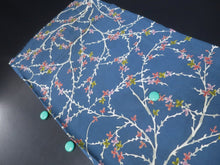 Load image into Gallery viewer, MKF#211 Silk Kimono Fabric Vintage(1950-1980) Branch Blue 50.4x12.6in(128x32cm)
