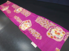 Load image into Gallery viewer, MKF#196 Silk Kimono Fabric Vintage(1920-1950) Meisen Branch Purple 57.1x12.6in(145x32cm)
