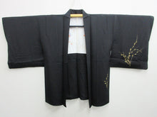 Load image into Gallery viewer, Haori Jacket Vintage(1950-1980) Black Gold Salix gracilistyla Nekoyanagi Silk #7822L1

