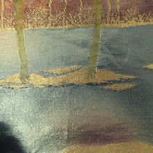 Load image into Gallery viewer, Fukuro Obi Vintage(1950-1980) Gold Brown Kareki Withered tree Landscape Silk BB249V4

