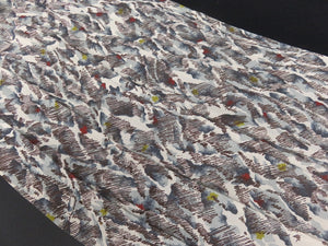 KK770A6 Silk Kimono Fabric Vintage(1950-1980) Abstract Art White 78.7x11.8in(200x30cm)