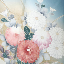 Load image into Gallery viewer, Kimono Blueish Gray Chrysanthemum Bellflower Silk #9325F3
