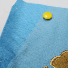 Load image into Gallery viewer, KK1280B5 Silk Kimono Fabric Vintage(1950-1980) Embroidery Crane Birds Blue 46.5x15.4in(118x39cm)
