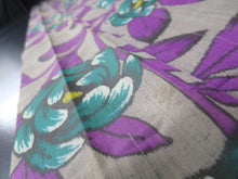 Load image into Gallery viewer, MKF#129 Silk Kimono Fabric Vintage(1920-1950) Meisen Flower Gray Purple 84.6x12.6in(215x32cm)

