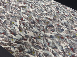 FF2495B Silk Kimono Fabric Vintage(1950-1980) Abstract Art Gray 41.3x11.8in(105x30cm)