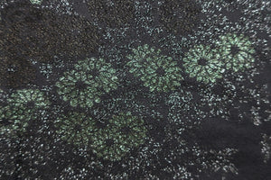 Haori Jacket Vintage(1950-1980) Black Silver Flower Silk #8590G3