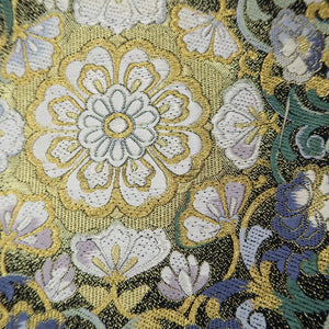Fukuro Obi Black Gold Flower Silk BB206V2