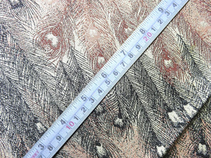 BCF#2501 Silk Kimono Fabric Vintage(1920-1950) Gorgeous  Peacock  Feather    Black  Silver   90cm (35.4in)