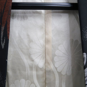 Haori Jacket Vintage(1950-1980) Black Silver Gold Chrysanthemum Silk #9448G3