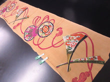 Load image into Gallery viewer, ACH#674 Silk Kimono Fabric Vintage 1930s Rinzu Tsuzumi 55.1x11.8in(140x30cm)
