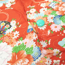 Load image into Gallery viewer, KK1320B6 Silk Kimono Fabric Vintage(1920-1950) Peony Ume Red 65.0x27.2in(165x69cm)
