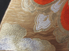 Load image into Gallery viewer, Fukuro Obi Vintage(1950-1980) Black Gold Crane Birds Silk BB108W7
