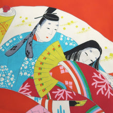 Load image into Gallery viewer, KK1192B4 Rayon Kimono Fabric Vintage(1950-1980) Heian Princess Vermillion 53.1x26.4in(135x67cm)
