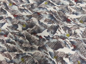 FF2495B Silk Kimono Fabric Vintage(1950-1980) Abstract Art Gray 41.3x11.8in(105x30cm)