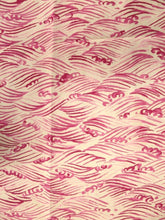 Load image into Gallery viewer, MKF#4 Silk Kimono Fabric Vintage(1950-1980) Wave Cream white Pink 78.7x12.6in(200x32cm)
