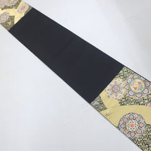 Load image into Gallery viewer, Fukuro Obi Vintage(1950-1980) Black Gold Flower Silk BB171V1
