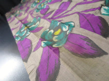 Load image into Gallery viewer, MKF#129 Silk Kimono Fabric Vintage(1920-1950) Meisen Flower Gray Purple 84.6x12.6in(215x32cm)

