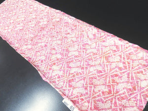 MBFq#65B Silk Kimono Fabric Vintage(1950-1980) Shibori Pink 41.3x12.2in(105x31cm)