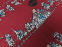 Load image into Gallery viewer, KK828A7 Cotton Kimono Fabric Vintage(1950-1980) Samurai Dark Red 39.4x11.8in(100x30cm)
