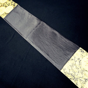 Fukuro Obi Black Gold Birds Flower Silk BB236V4