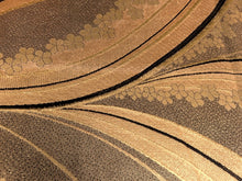 Load image into Gallery viewer, BB8263AB Silk Obi Fabric Vintage(1950-1980) Flower Gold Black 86.6x11.8in(220x30cm)
