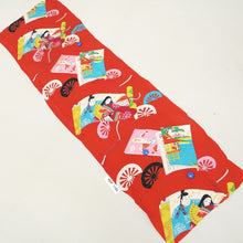 Load image into Gallery viewer, KK1193B4 Rayon Kimono Fabric Vintage(1950-1980) Heian Princess Vermillion 44.1x12.2in(112x31cm)
