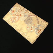 Load image into Gallery viewer, Fukuro Obi Vintage(1950-1980) Gold Ryusui Peony Silk BB182V1
