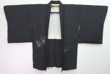 Load image into Gallery viewer, Haori Jacket Vintage(1950-1980) Black Silver Gold Branch Silk #8363C5
