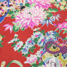 Load image into Gallery viewer, KK1348B7 Silk Kimono Fabric Vintage(1920-1950) Peony Red 90.6x27.6in(230x70cm)
