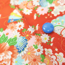 Load image into Gallery viewer, KK1320B6 Silk Kimono Fabric Vintage(1920-1950) Peony Ume Red 65.0x27.2in(165x69cm)
