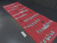 Load image into Gallery viewer, KK829A7 Cotton Kimono Fabric Vintage(1950-1980) Samurai Dark Red 39.4x11.8in(100x30cm)
