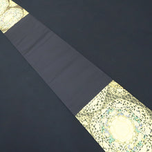 Load image into Gallery viewer, Fukuro Obi Black Gold Flower Silk BB206V2
